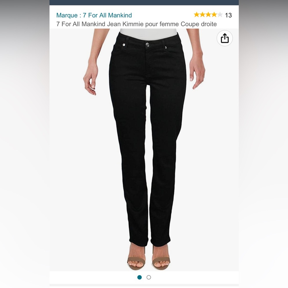 7 of all mankind kimmie black straight leg - Picture 2 of 6